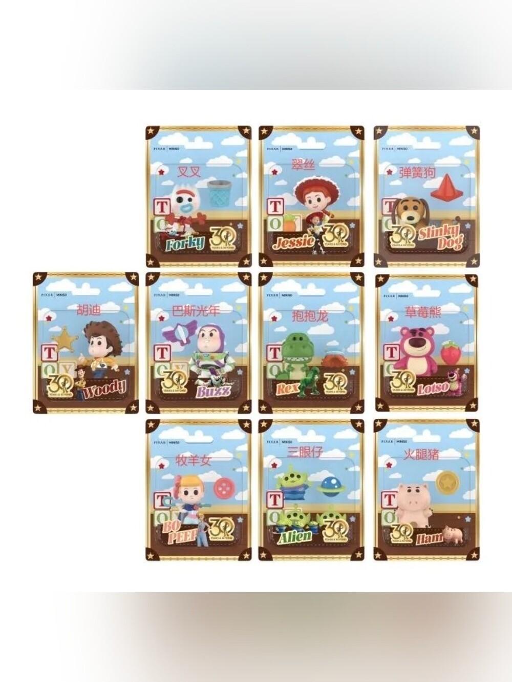 Miniso Toy Story Mini Magnet Hang Card Set Of 9 Blind Box